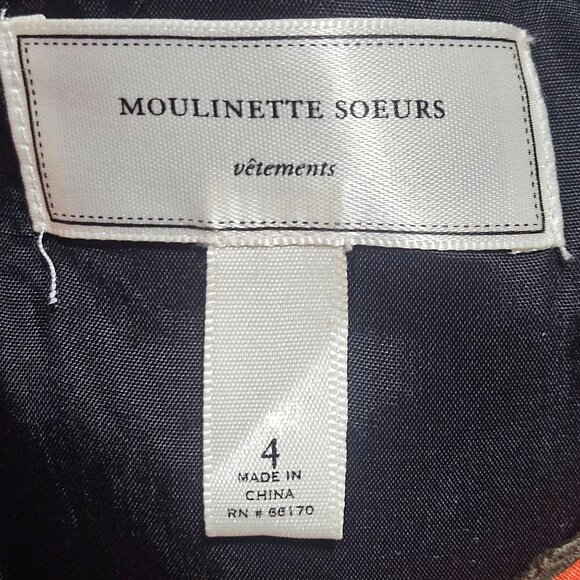 Anthropologie Moulinette Soeurs Women's Silk Jacquard Color Block Dress Orange/B - Picture 5 of 16